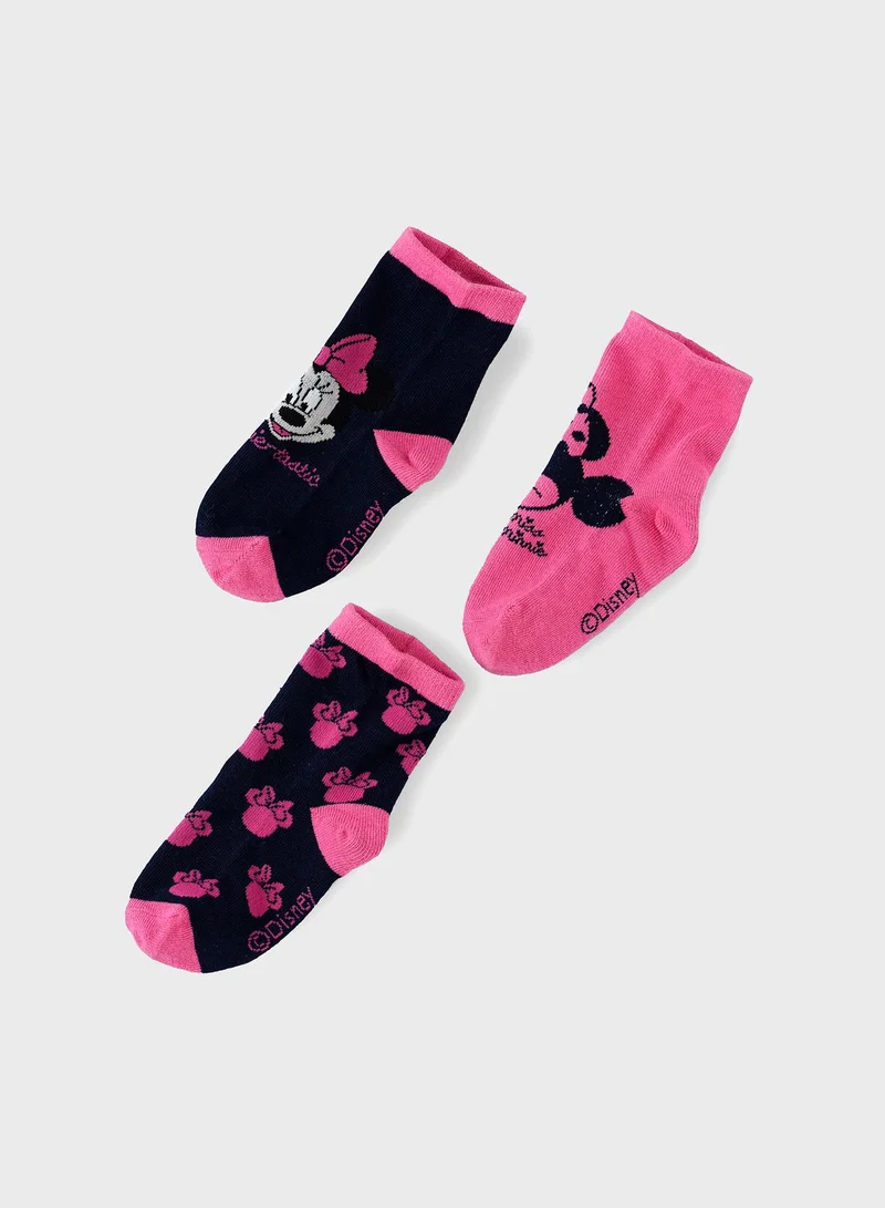 Disney Kids 3 Pack Minnie Mouse Crew Socks