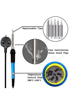 Generic Soldering Iron Kit 60W Adjustable Temperature Welding Tool, Digital Multimeter, 2pcs Soldering Iron Tips, Desoldering Pump, Wire Stripper, Tweezers, Iron Stand, 2pcs Electronic Wire  - Image 3