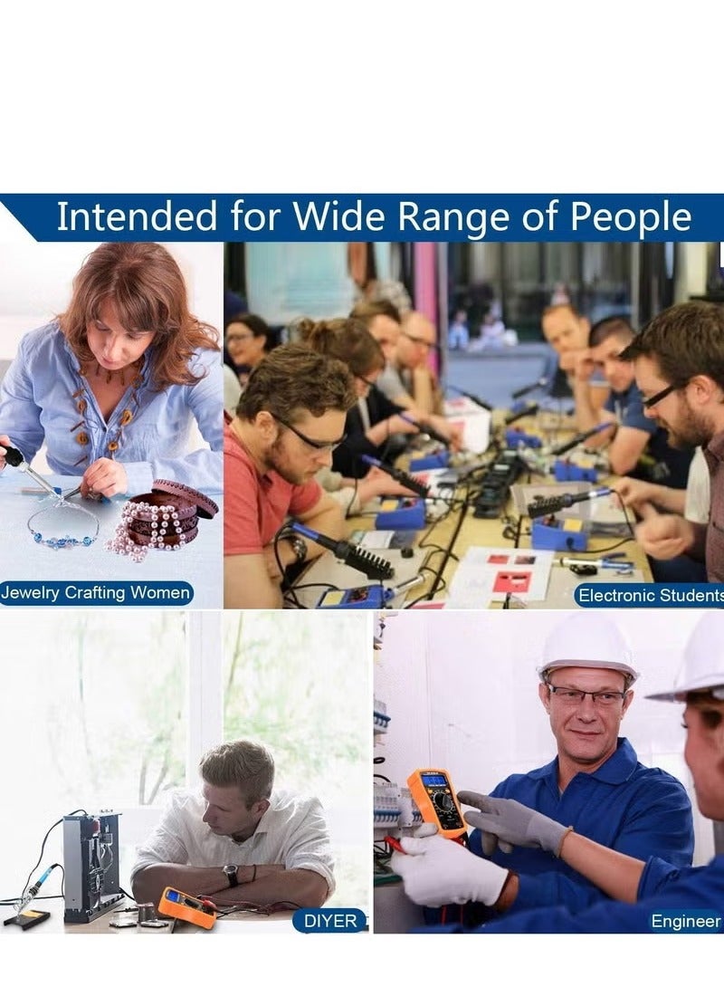 Soldering Iron Kit 60W Adjustable Temperature Welding Tool, Digital Multimeter, 2pcs Soldering Iron Tips, Desoldering Pump, Wire Stripper, Tweezers, Iron Stand, 2pcs Electronic Wire - Image 5