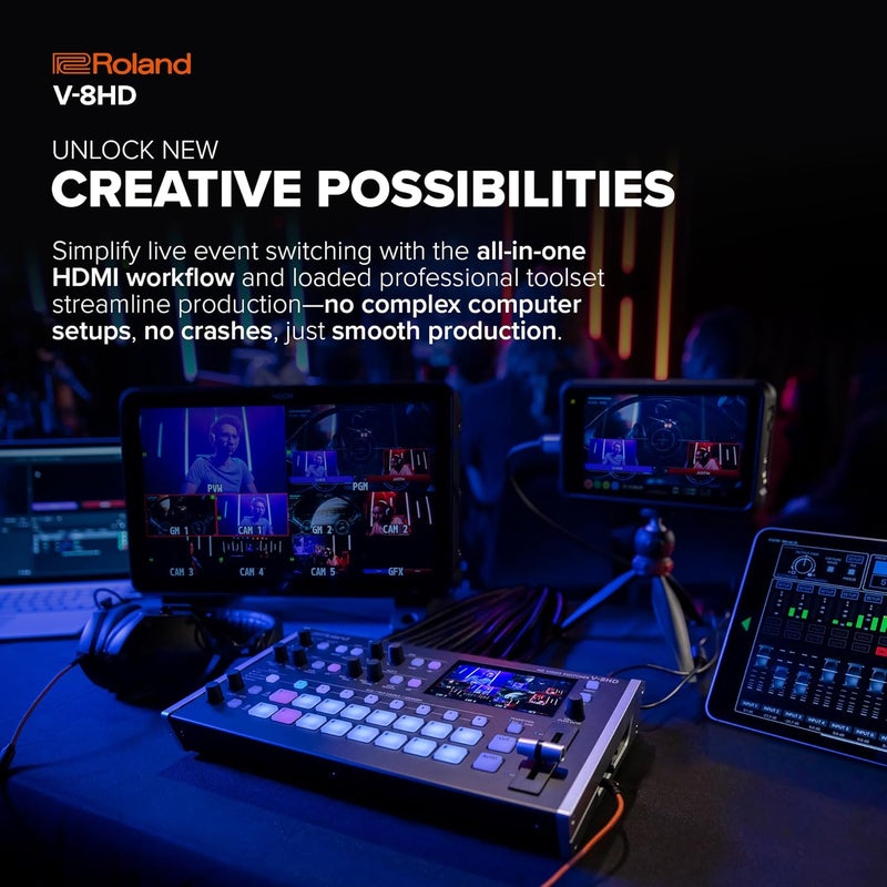 Roland V-8HD Video Switcher with HDMI Workflow and Built-In Multi-Viewer Preview Monitor - Image 3