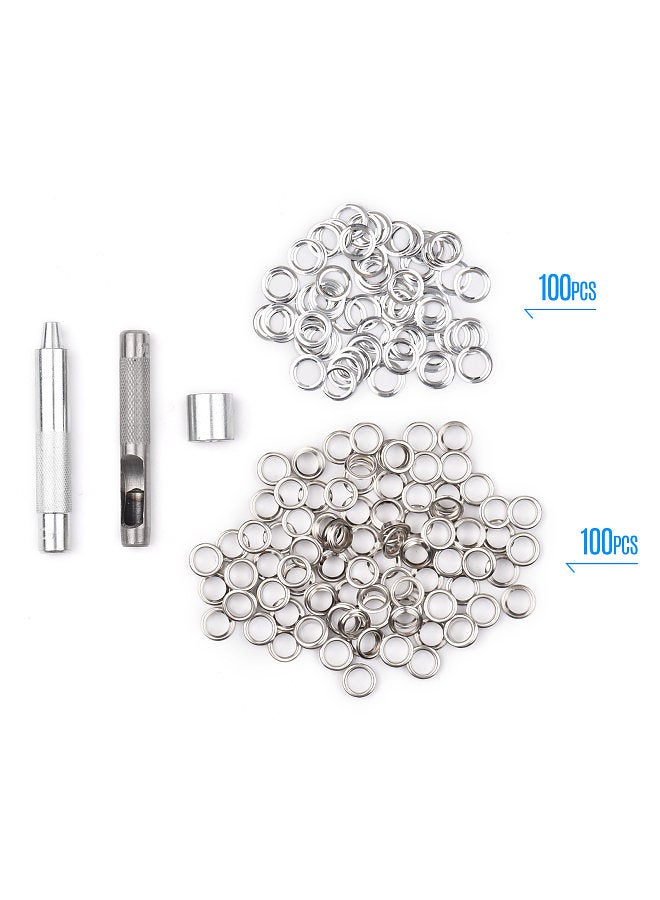 100 Sets Grommet Kit with Eyelets Washers 0.236 Inch 3PCS Installation Tools Silver Metal Grommets for Fabric Leather Clothing Tarps  - Image 4