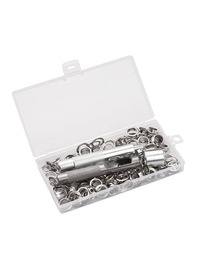 100 Sets Grommet Kit with Eyelets Washers 0.236 Inch 3PCS Installation Tools Silver Metal Grommets for Fabric Leather Clothing Tarps  - Image 2