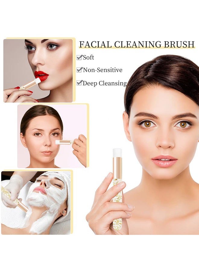 Mekupeu 30PCS Crystal Lash Extension Cleanser Shampoo Brushes Peel Off Blackhead Brush Remover Tool,Nose Pore Deep Cleaning Brush For Eyelash Extensions (glittler gold) - Image 4
