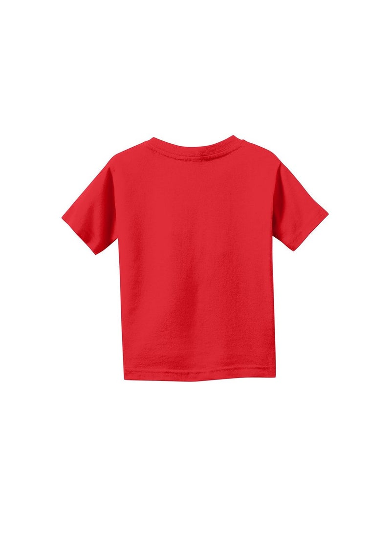 PRINTSHOP4ME - Christmas Emoji Kids Red T-Shirt For Girls–Soft Cotton Round Neck Short Sleeve T-Shirt With Smiley Face Emoji–Great For Parties - Image 1