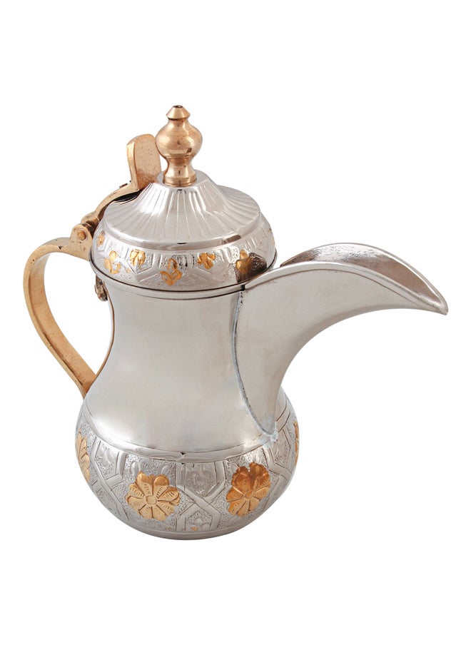 AL SANIDI - Al-Bughdadi Indian Copper Arabic Coffee Dallah, Bughdadi Dallah, Silver*Gold, capacity 1500 ml - Image 1