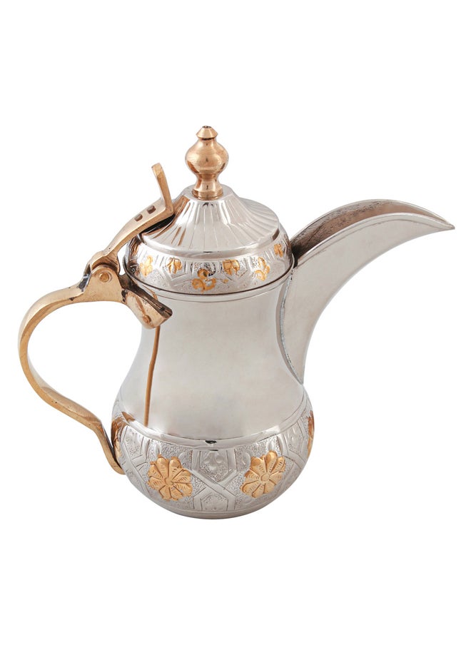 AL SANIDI - Al-Bughdadi Indian Copper Arabic Coffee Dallah, Bughdadi Dallah, Silver*Gold, capacity 1500 ml - Image 1