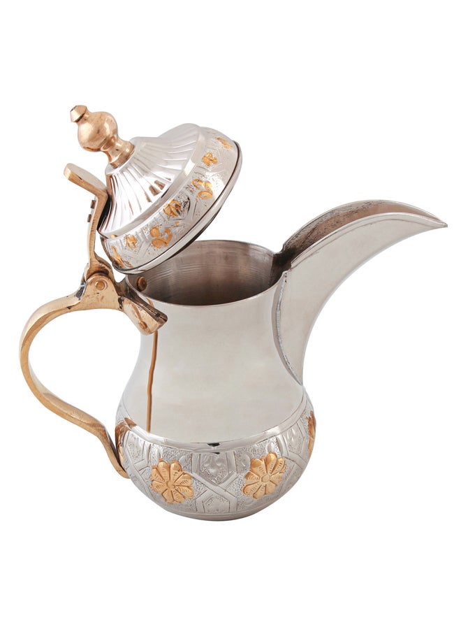 AL SANIDI - Al-Bughdadi Indian Copper Arabic Coffee Dallah, Bughdadi Dallah, Silver*Gold, capacity 1500 ml - Image 1