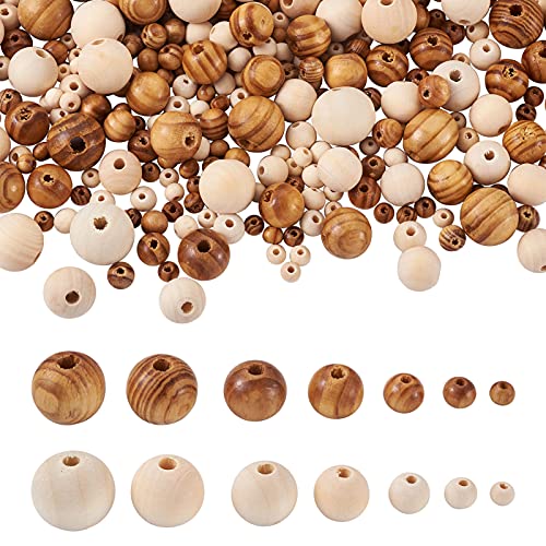 Craftdady 1010pcs Natural Wood Round Beads 7 Sizes Polished Wooden Ball Rondelle Loose Beads for Jewelry Bracelet Necklace Craft Making Home Party Decor - Image 1