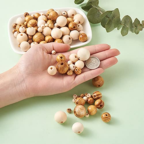 Craftdady 1010pcs Natural Wood Round Beads 7 Sizes Polished Wooden Ball Rondelle Loose Beads for Jewelry Bracelet Necklace Craft Making Home Party Decor - Image 4