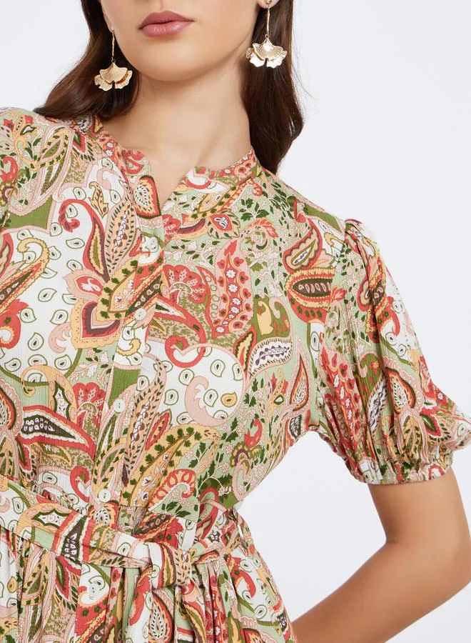 Styli Styli Paisley Print Tiered Maxi Dress