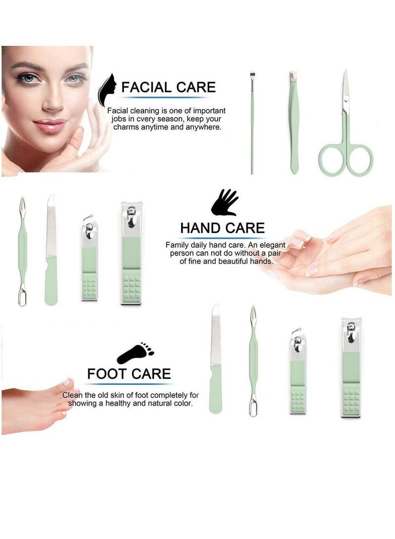 Bukela Nail Cutter Nail Clipper Set, 8 In 1 Stainless Steel Professional Nail Scissors Grooming Kit, Nail Clippers Pedicure Kit with Leather Portable Travel Case, Nail Care Kit for Men, Women (Green) - Image 5