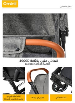 Ominii Lightweight Travel Stroller – Fast Folding, Compact and Pullable Like a Suitcase, PU Leather Handle, Extra-Wide Seat, Breathable Peekaboo Window, Large Storage – Suitable for Babies Aged 0–36 Months  - Image 5