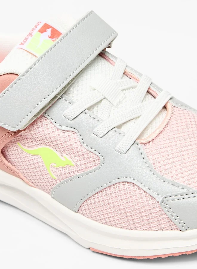 كانغاروس Girls' Colourblock Sports Shoes with Hook and Loop Closure