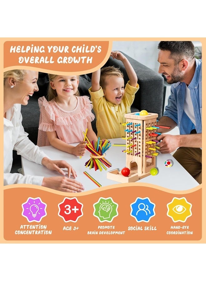 Toyzey Brain Teasers/3-in-1 Montessori Wooden Board Game Set, Wooden Toys, Educational Toys, Children's Fine Motor Skills Toys, Educational Games With Wooden Sticks, New Features For Early Development, Fun And Educational Parent-Child Interactive Learning Activities, Suitable For Children, Adults, And Travel - Image 4