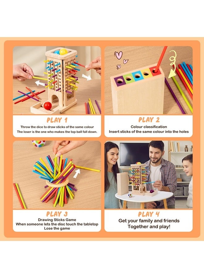 Toyzey Brain Teasers/3-in-1 Montessori Wooden Board Game Set, Wooden Toys, Educational Toys, Children's Fine Motor Skills Toys, Educational Games With Wooden Sticks, New Features For Early Development, Fun And Educational Parent-Child Interactive Learning Activities, Suitable For Children, Adults, And Travel - Image 5