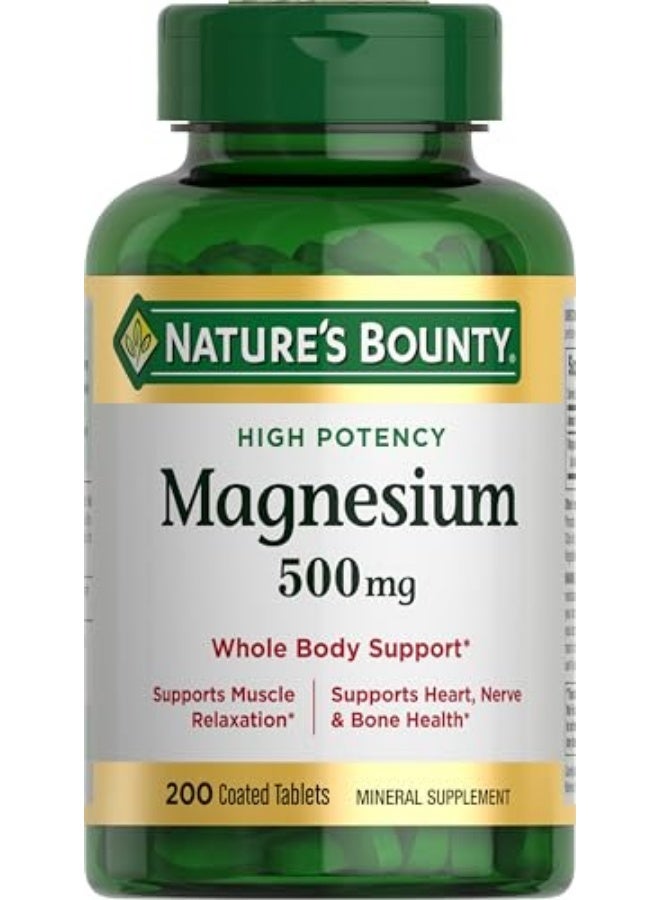 Nature's Bounty Magnesium, Bone and Muscle Health, Tablets, 500 mg, 200 Ct