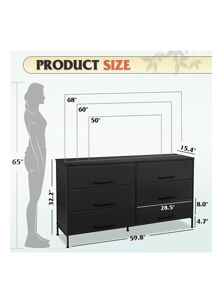 keke Dressing Storage  Model with 6 Drawers For Home inside Room 59.8" inch Black Color - Image 4