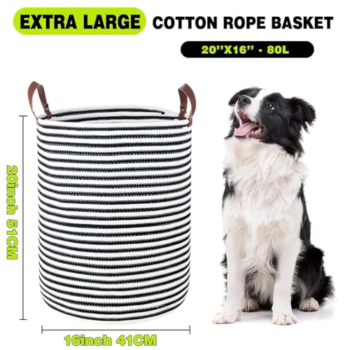 RUGSZONE® Extra Large Storage Basket with Lid, Cotton Rope Storage Baskets, Laundry Hamper, Cloth Bin, for Clothes Towels Blankets Pillows Storage in Living Room, (20x16 HIP) - Image 2