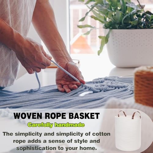 RUGSZONE® Extra Large Storage Basket with Lid, Cotton Rope Storage Baskets, Laundry Hamper, Cloth Bin, for Clothes Towels Blankets Pillows Storage in Living Room, (20x16 HIP) - Image 5