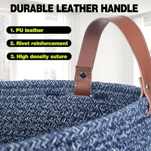 RUGSZONE® Extra Large Storage Basket with Lid, Cotton Rope Storage Baskets, Laundry Hamper, Cloth Bin, for Clothes Towels Blankets Pillows Storage in Living Room, (20x16 HIP) - Image 4