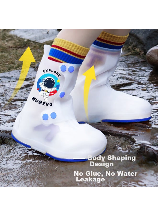 Moremerry Children's Rain Shoe Covers For Boys And Girls, Wear-resistant Waterproof Non-slip Water Shoes, Student Mid-high Rain Boots, Pink Rabbit, Size L - Image 2