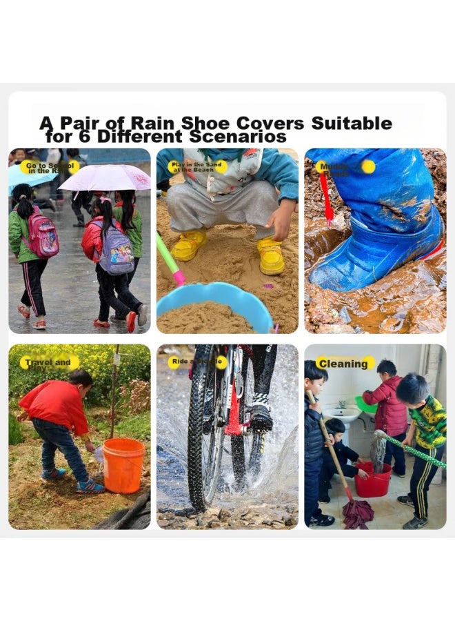 Moremerry Children's Rain Shoe Covers For Boys And Girls, Wear-resistant Waterproof Non-slip Water Shoes, Student Mid-high Rain Boots, Pink Rabbit, Size L - Image 3