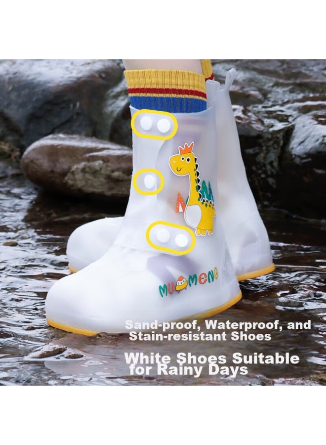 Moremerry Children's Rain Shoe Covers For Boys And Girls, Wear-resistant Waterproof Non-slip Water Shoes, Student Mid-high Rain Boots, Pink Rabbit, Size L - Image 4