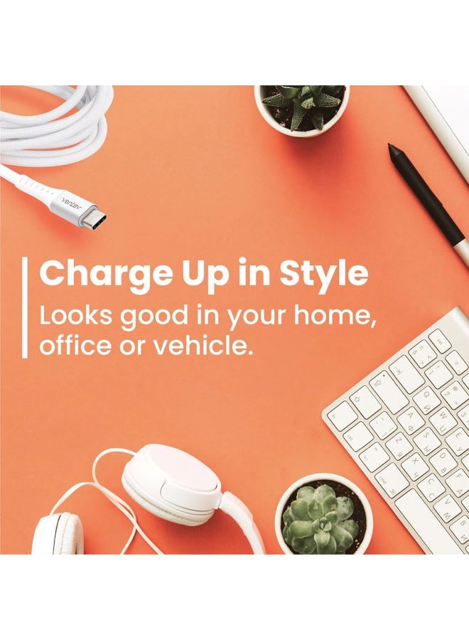 Ventev Alloy 10 Ft iPhone Cable | Fast Charging USB-C to Lightning Cable | Extra Long MFi Certified Apple Charging Cord | Lasts Up to 100x Longer Than Most Cables for iPhone, White - Image 3
