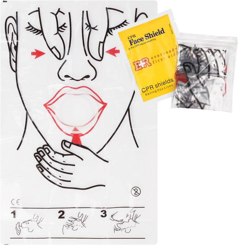 Ever Ready First Aid CPR Face Shield fits Adults Children and Infants 10 Pack - Image 1