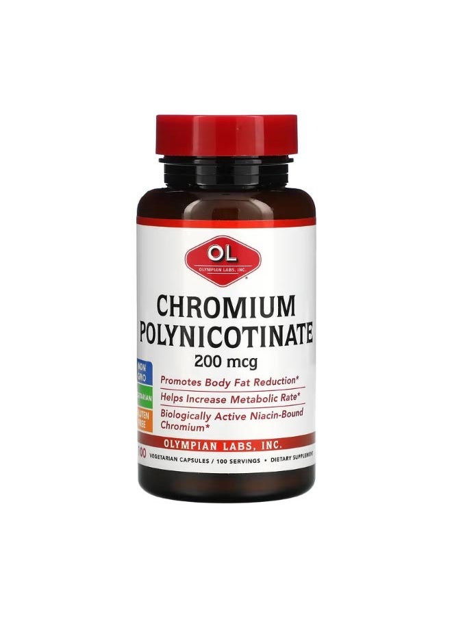 Olympian Labs Chromium Polynicotinate 200 mcg 100 Vegetarian Capsules  - Image 1