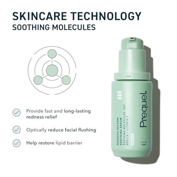 Prequel Skin Redness Reform, Calming Serum for Face. Advanced Clinical Optical Corrector for Redness and Discomfort. Soothing Face Serum with Oat Extract for Sensitive Skin. 1oz Pump - Image 4