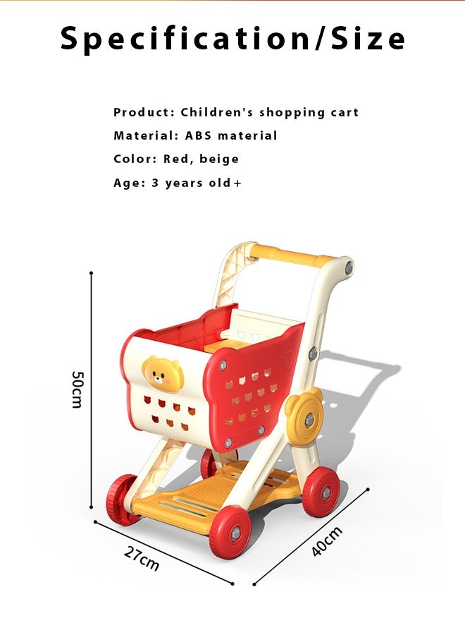 عربة تسوق للأطفال، مجموعة ألعاب مطبخ للأطفال - 28 قطعة من ألعاب المطبخ المتينة للعب التظاهري للأطفال الصغار، ألعاب مطبخ منزلية للأطفال، مع صندوق فواكه وخضروات ووجبات خفيفة، لعبة عربة التسوق للبنات والأولاد من سن 3 و4 و5 و6 و7 و8 سنوات - Image 2