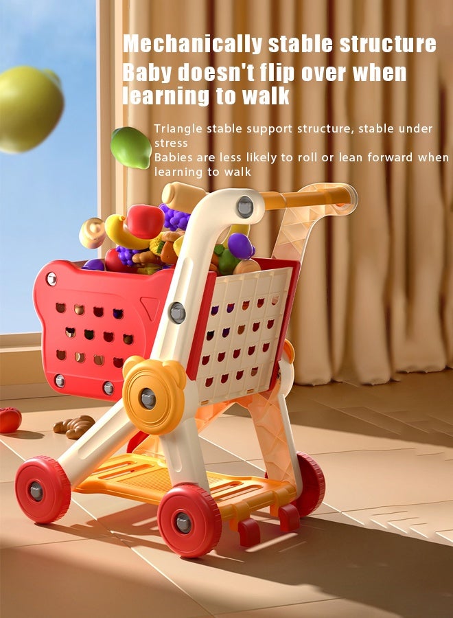 عربة تسوق للأطفال، مجموعة ألعاب مطبخ للأطفال - 28 قطعة من ألعاب المطبخ المتينة للعب التظاهري للأطفال الصغار، ألعاب مطبخ منزلية للأطفال، مع صندوق فواكه وخضروات ووجبات خفيفة، لعبة عربة التسوق للبنات والأولاد من سن 3 و4 و5 و6 و7 و8 سنوات - Image 5