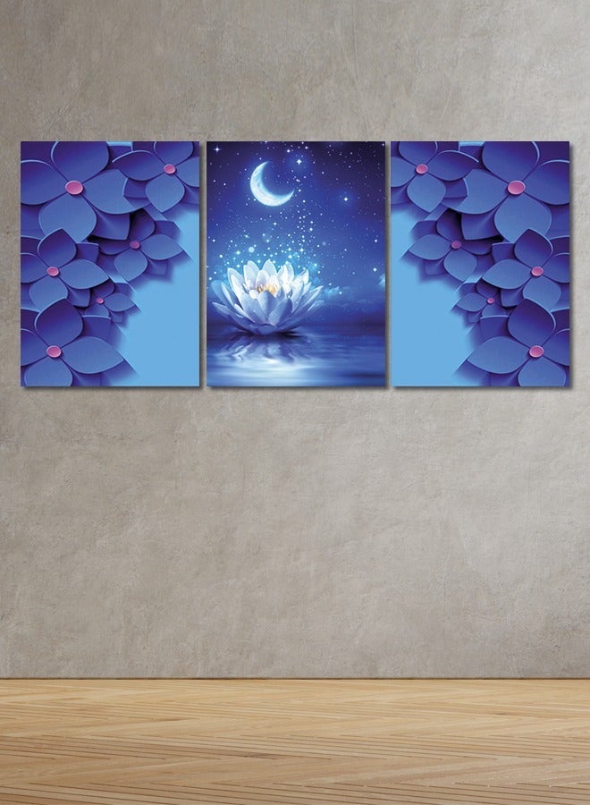 ماركتنا طقم من ثلاث لوحات كانفس على إطار خشبي بتصميم وردة - Image 1