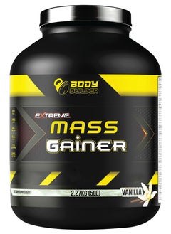 Body Builder Extreme Mass Gainer Vanilla Flavor 5 Lb Bcaas Glutamine Digestive Enzymes Muscle Growth Weight Gain Non Gmo  - Image 1