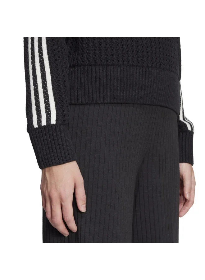 adidas سويت شيرت أسود KNITTED CREW Originals نسائي