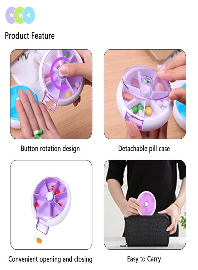 INVODA 3PCS Pill Organizer Travel Pill case for Purse Portable Medicine case Small Weeks Pill Box for Vitamins/Fish Oil/Pills/Supplements (3PCS+3Bag - Image 4