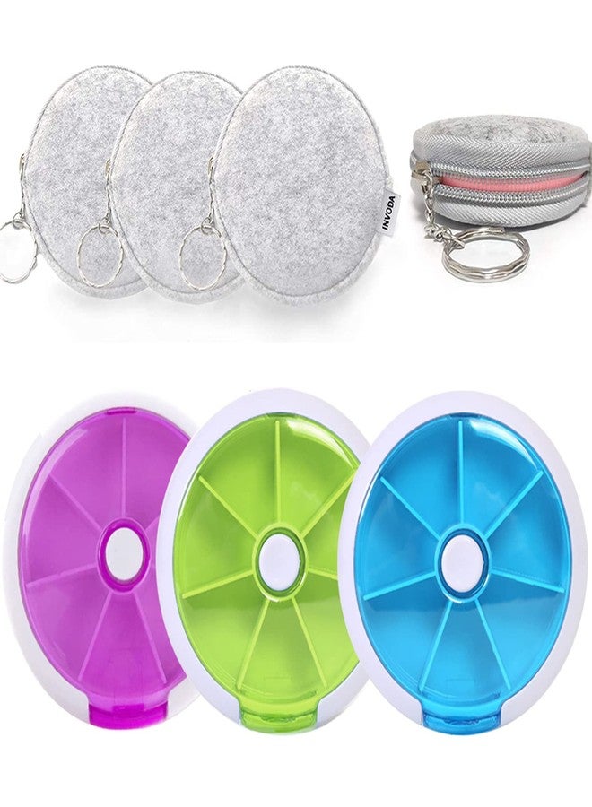 INVODA 3PCS Pill Organizer Travel Pill case for Purse Portable Medicine case Small Weeks Pill Box for Vitamins/Fish Oil/Pills/Supplements (3PCS+3Bag - Image 1