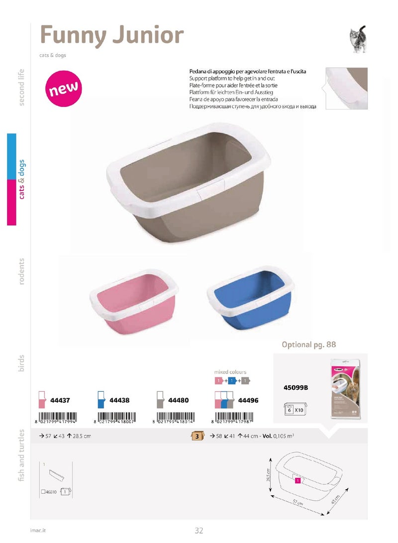 IMAC Funny Junior Litter Tray+Border - 57X43X28.5cm[Color - Mixed Colors] - Image 2