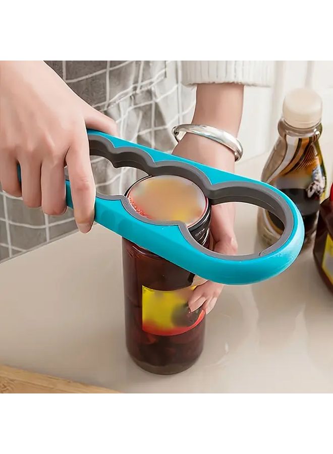 1pc Red 4 In 1 Ergonomic Can Opener for Weak Hands Elderly And Arthritis Sufferers Multi Function Kitchen Accessory With Easy Grip Handle Durable Plastic Design For Home Use Senior Kitchen Aid User Friendly Easy Clean Material - Image 1