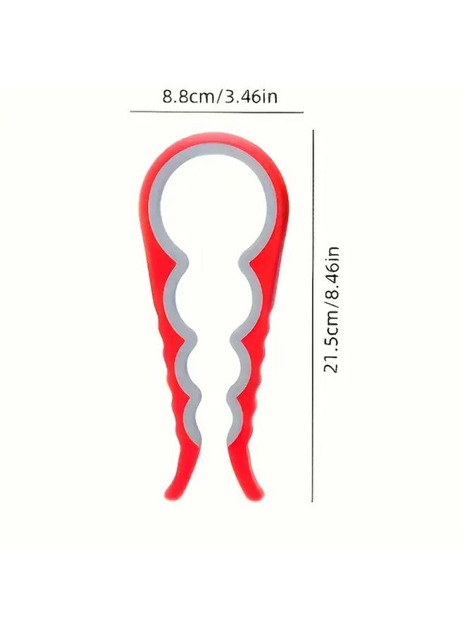 1pc Red 4 In 1 Ergonomic Can Opener for Weak Hands Elderly And Arthritis Sufferers Multi Function Kitchen Accessory With Easy Grip Handle Durable Plastic Design For Home Use Senior Kitchen Aid User Friendly Easy Clean Material - Image 3