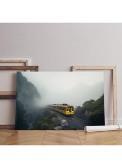 Home Gallery Steam Yellow Train On Tracks Printed canvas wall art  - Image 3