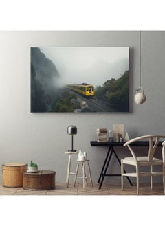 Home Gallery Steam Yellow Train On Tracks Printed canvas wall art  - Image 2