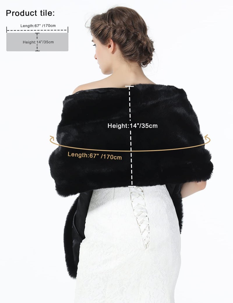 BEAUTELICATE Faux fur Shawl Wrap for Wedding Women Shrug Bridal Stole Winter Cover Up Bridesmaids Cape - Image 5
