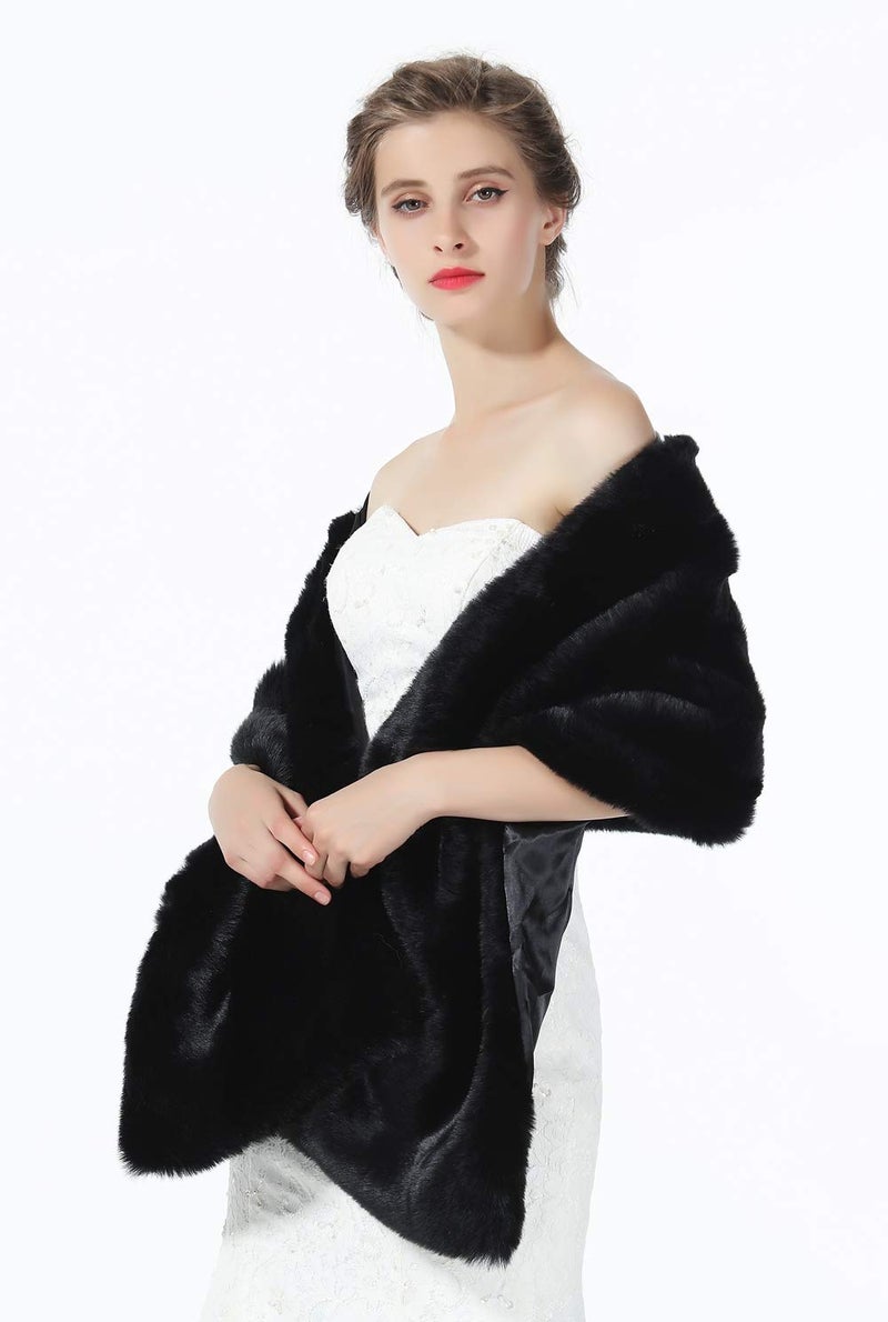 BEAUTELICATE Faux fur Shawl Wrap for Wedding Women Shrug Bridal Stole Winter Cover Up Bridesmaids Cape - Image 4