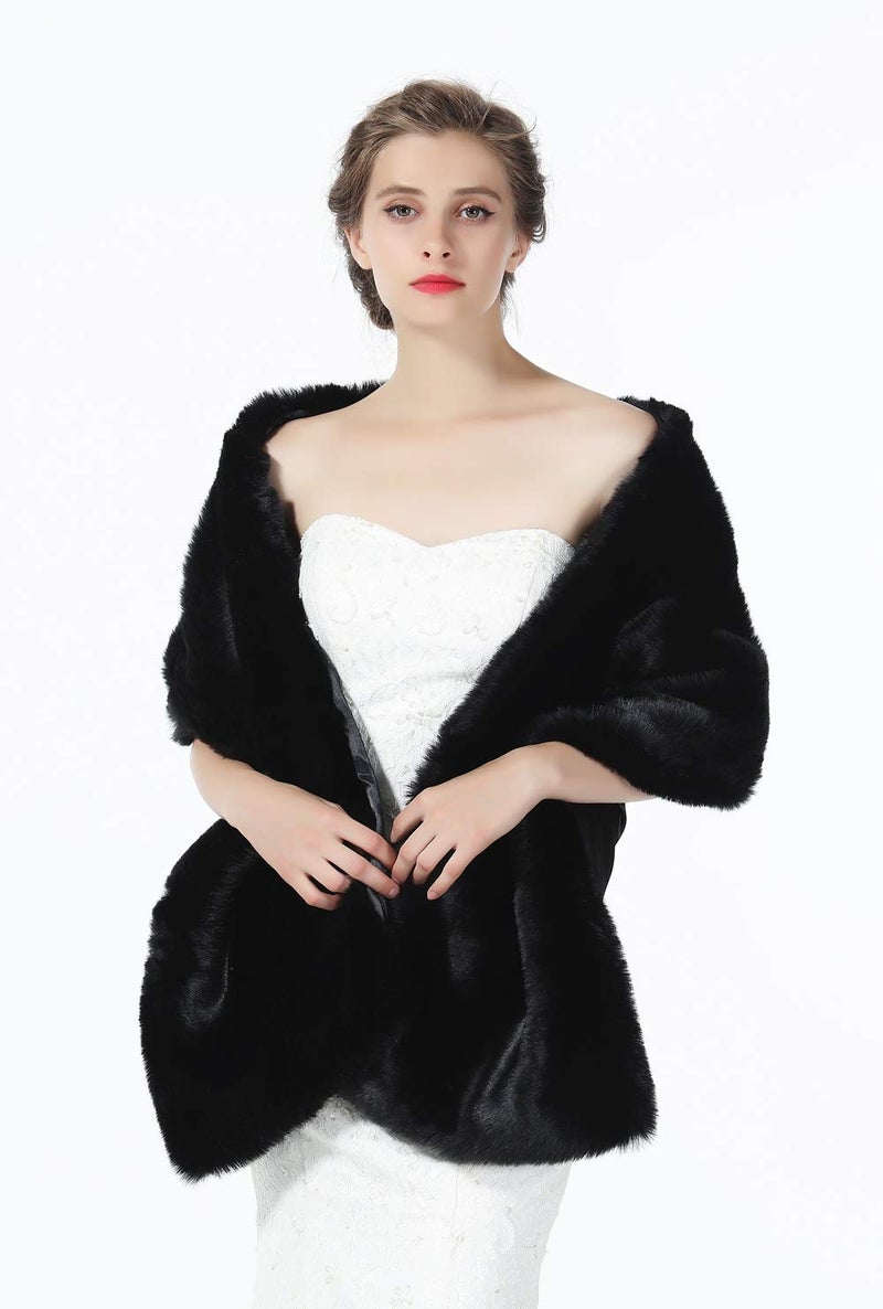 BEAUTELICATE Faux fur Shawl Wrap for Wedding Women Shrug Bridal Stole Winter Cover Up Bridesmaids Cape - Image 3