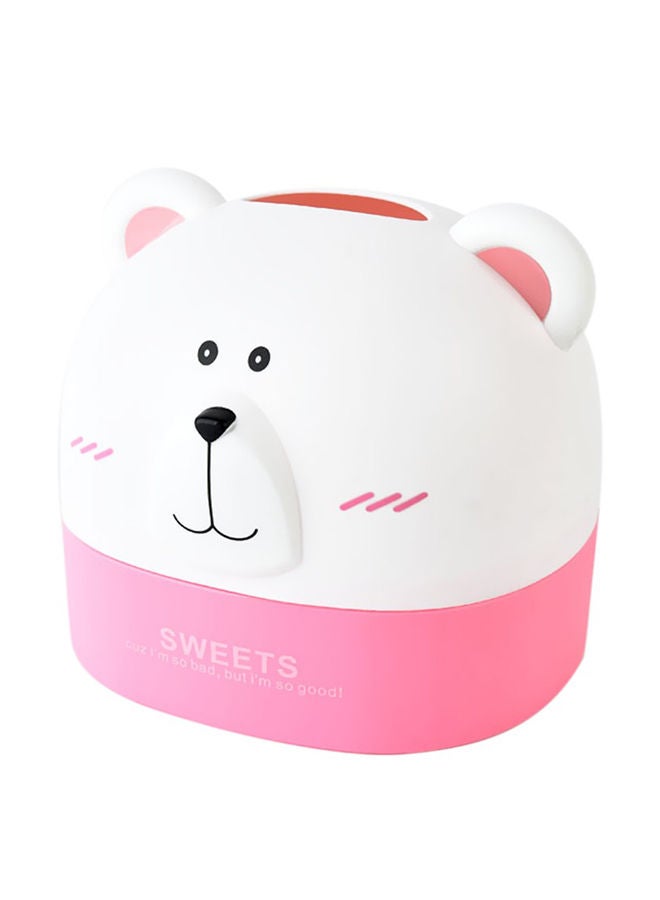 إسكدنيا علبة مناديل على شكل دب قطبي أبيض/ وردي