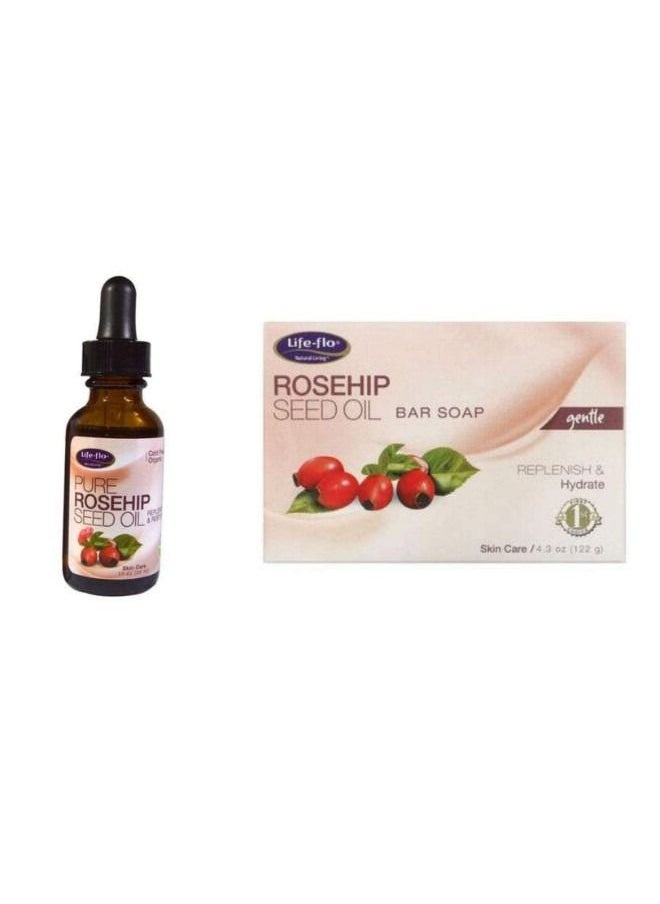 Life-flo Pure Rosehip Seed Oil 30ml And Rosehip Seed Oil Bar Soap 4.3ounce  - Image 1