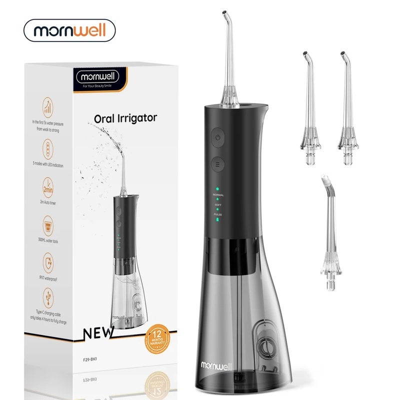 Mornwell F29 Portable Oral Water Flosser USB Rechargeable Jet Waterproof Pick 300ML Water Tank - Image 2
