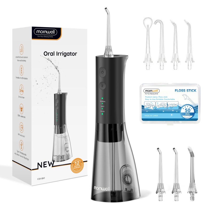 Mornwell F29 Portable Oral Water Flosser USB Rechargeable Jet Waterproof Pick 300ML Water Tank - Image 1